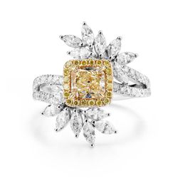 18KWG Radiant Shape Halo Pave Split Shank Ring