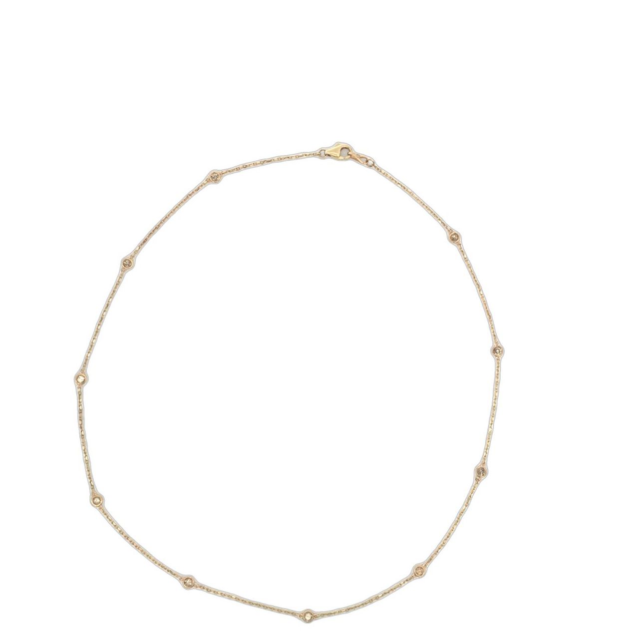 18' Diamond by the yard in yellow gold with bezel set (10) round chocolate diamonds.  D0.70ct.t.w.