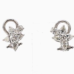 French clip cluster earrings in 18K WG with prong set (2) oval cuts and (8) pear shape diamonds.  D2.02ct.t.w.