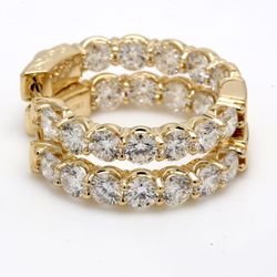 1' Inside out hoop earrings with U-prong set (24) round diamonds.  D5.08ct.t.w.
