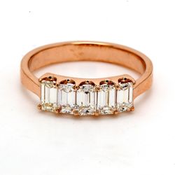 5-stone band in 18K RG with U-prong set emerald cut diamonds.  D0.86ct.t.w.  Size 5.25
