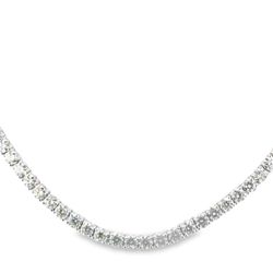 16.5' Half way tennis necklace with basket prong set (53) round diamonds.  D8.56ct.t.w.