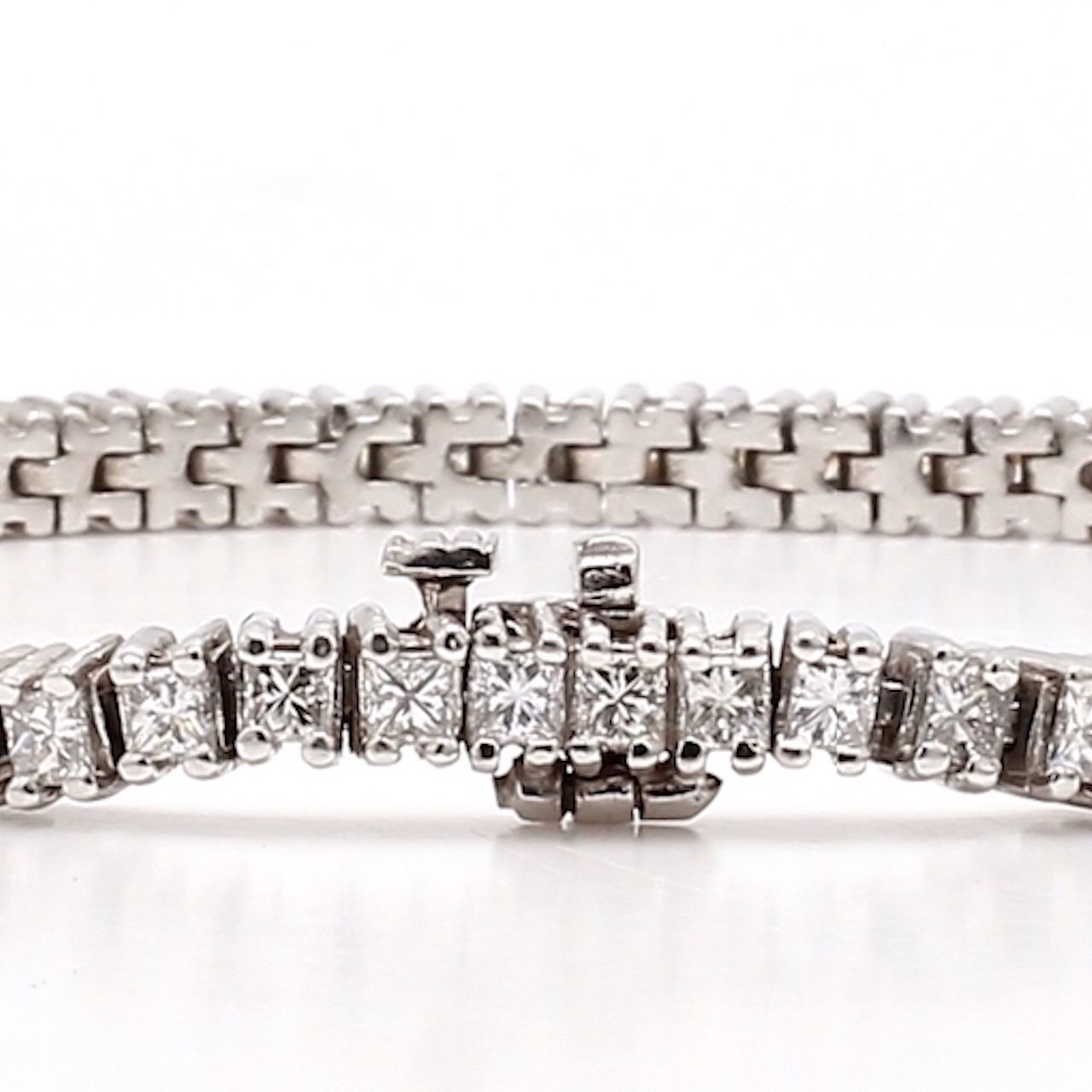 Platinum Princess Cut Diamond Tennis Bracelet