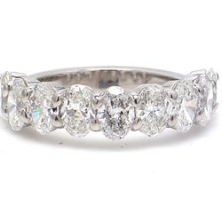9-stone band in platinum with basket prong set oval cut diamonds.  D2.43ct.t.w.  Size 5.5