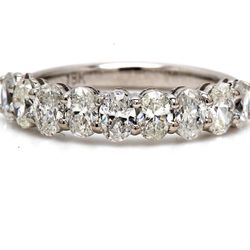 9-stone band in 18K WG with shared prong set oval diamonds.  D1.19ct.t.w.  Size 7.5