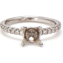 Semi-mount with pre-set round diamonds on the shank.  D0.26ct.t.w.