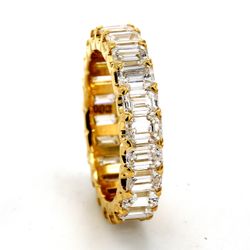Eternity band in 18K YG with U-prong set (22) emerald cut diamonds.  D4.22ct.t.w.  Size 5.5
