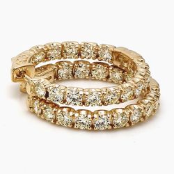 0.75' Inside out hoop earrings in 14K YG with U-prong set (30) round diamonds.  D2.85ct.t.w.
