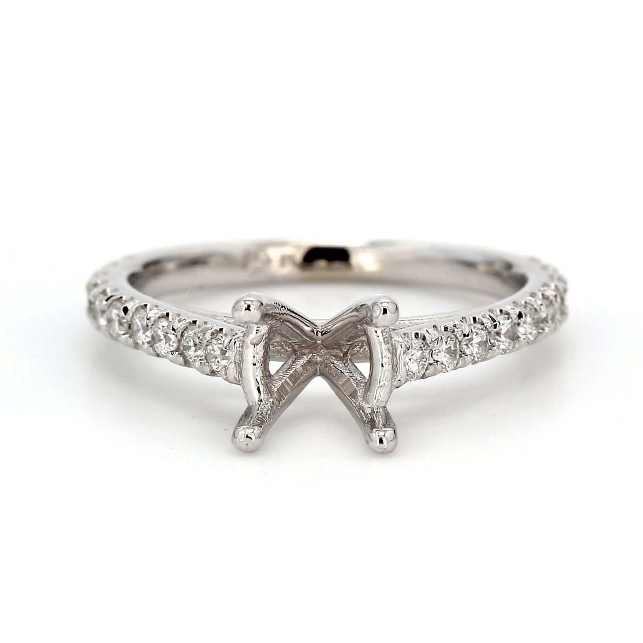Semi-mount with pre-set round diamonds.  D0.35ct.t.w.  Size 5.75