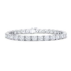 7' Tennis bracelet east to west style in platinum with prong set (34) radiant cut diamonds.  D17.68ct.t.w.