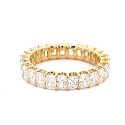 Eternity band in 18K YG with U-prong set (25) radiant cut diamonds.  D3.61ct.t.w.  Size 6.25