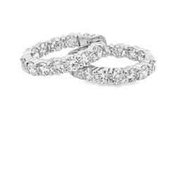 1' Inside out hoop earrings with prong set (22) round diamonds.  D5.70ct.t.w.