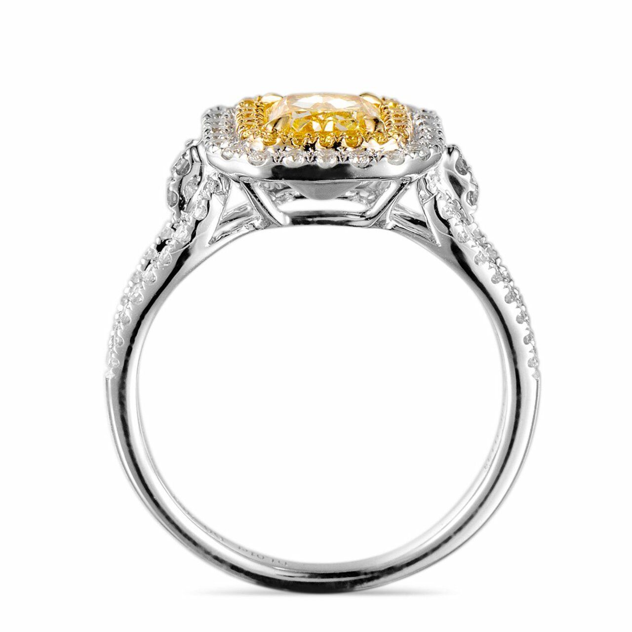 18KWG Radiant Shape Double Halo Split Shank Ring