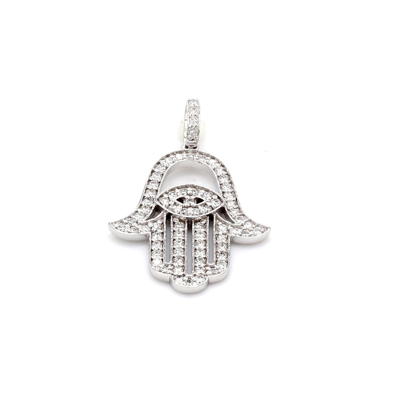 1.5' Hamsa pendant with pave set (69) round diamonds.  D0.82ct.t.w.