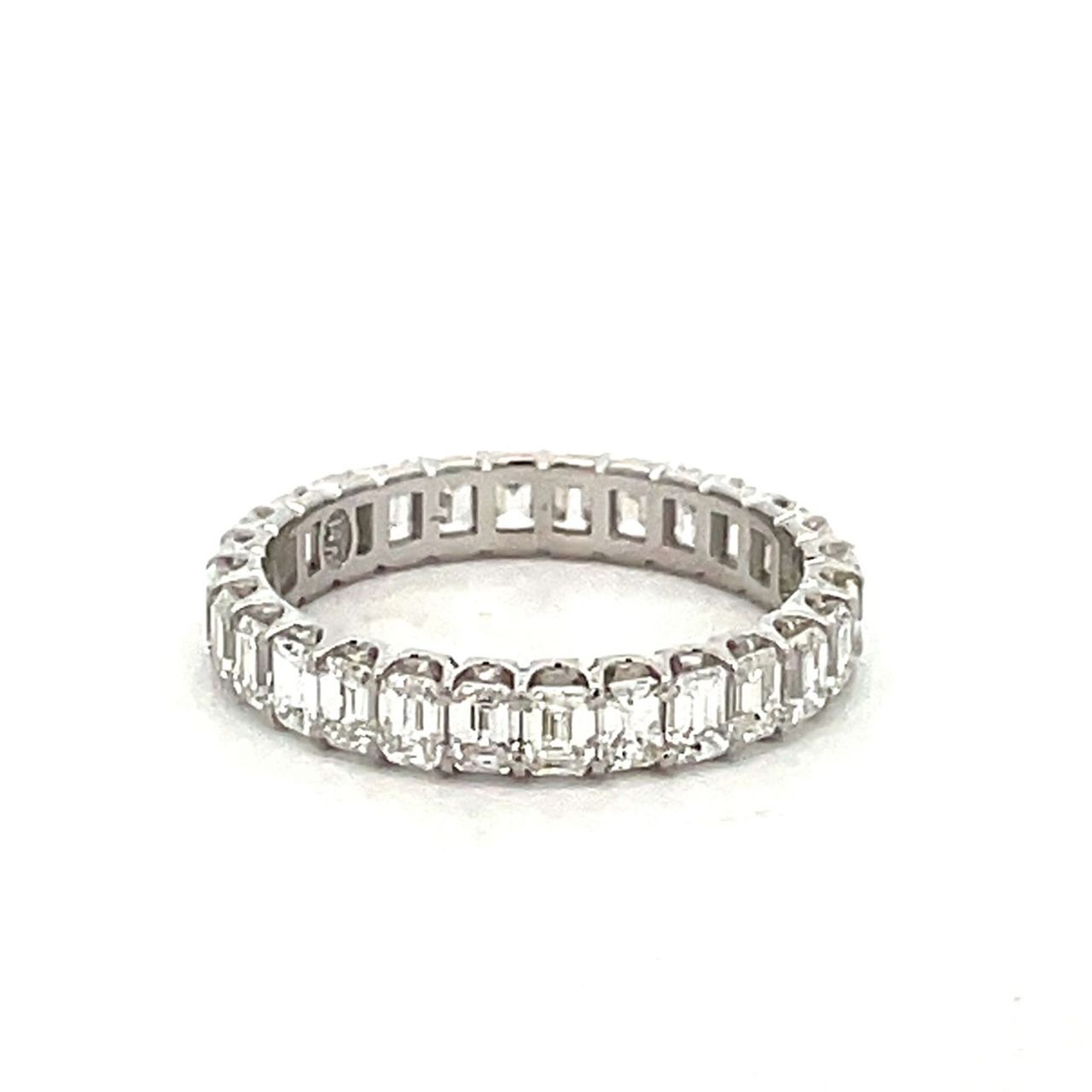 Eternity band with U-prong set (28) emerald cut diamonds.  D1.97ct.t.w.  Size 5