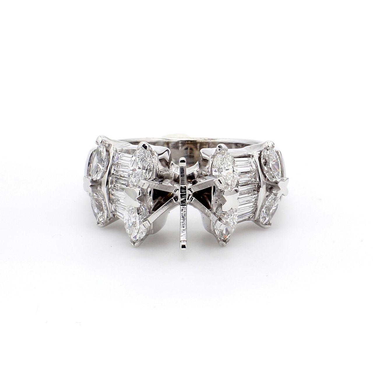 Semi-mount with 2-row alternating marquise & baguette diamonds.  D1.87ct.t.w.