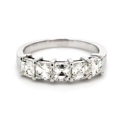 5-stone band with shared prong set asscher cut diamonds.  D1.70ct.t.w.  Size 7