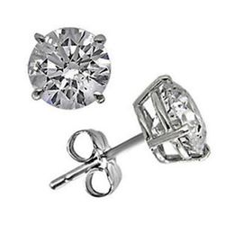 Push back stud earrings with 4-prong set USA certified E-F/SI3 round diamonds.  D1.67ct.t.w.