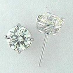 Push back stud earrings with basket prong set USA certified J-K/SI1-SI2 round diamonds.  D6.01ct.t.w.