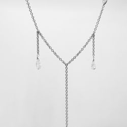 18' Drop necklace in 18K WG with bezel set trilliant, marquise, & briolette diamonds.  D2.61ct.t.w.