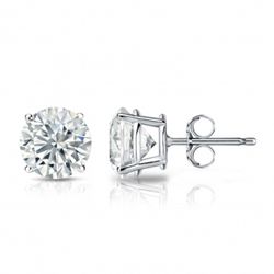 Push back stud earrings with 4-prong set round diamonds.  D1.00ct.t.w.
