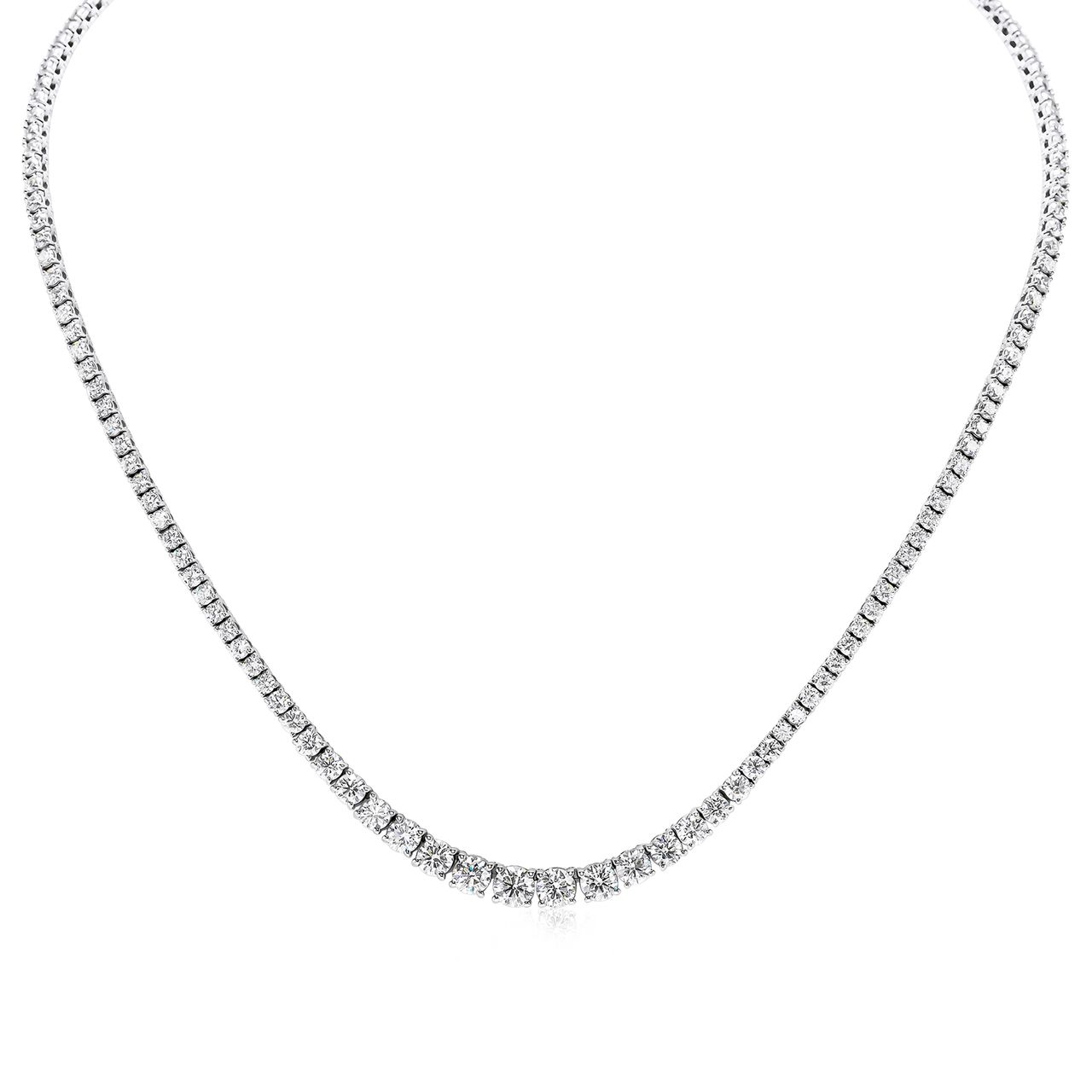 16.5' Tennis necklace with 4-prong set round diamonds.  D9.98ct.t.w.  (Center 0.50ct.)