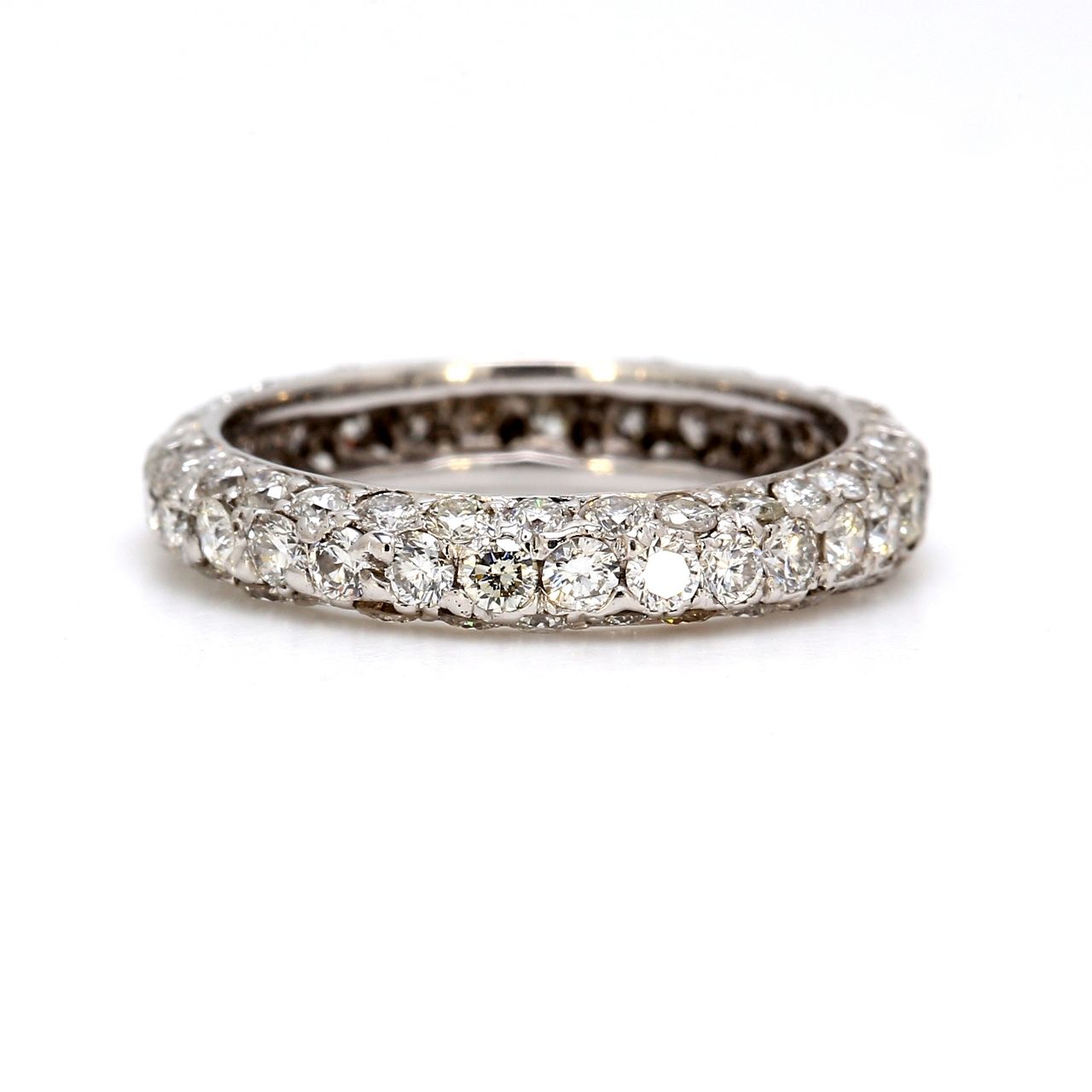 Eternity band with pave & prong set round diamonds.  D1.40ct.t.w.  Size 4.75