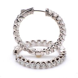 1' Inside out hoop earrings with U-prong set (38) round diamonds.  D2.17ct.t.w.
