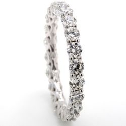 Eternity band in platinum with shared prong set round diamonds.  D2.84ct.t.w.  Size 9.25