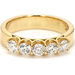5-stone band in 18K YG with prong set round diamonds.  D0.91ct.t.w.  Size 7
