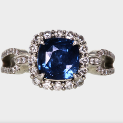Unheated 2.58Cts Blue Sapphire GIA Ring GIA# 6194835507