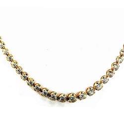 17.5' Half way tennis necklace in 18K YG with crown head set (39) round diamonds.  D6.12ct.t.w.