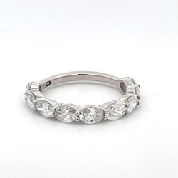 9-stone band east to west in 18K WG with prong set oval diamonds.  D1.71ct.t.w.  Size 6