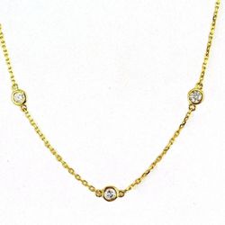 16' Diamonds by the yard necklace in 14K YG with bezel set (10) round diamonds.  D0.88ct.t.w.