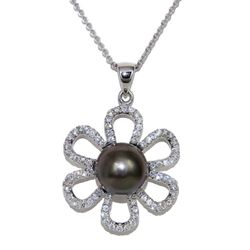 Black South Sea Pearl and Diamond Pendant