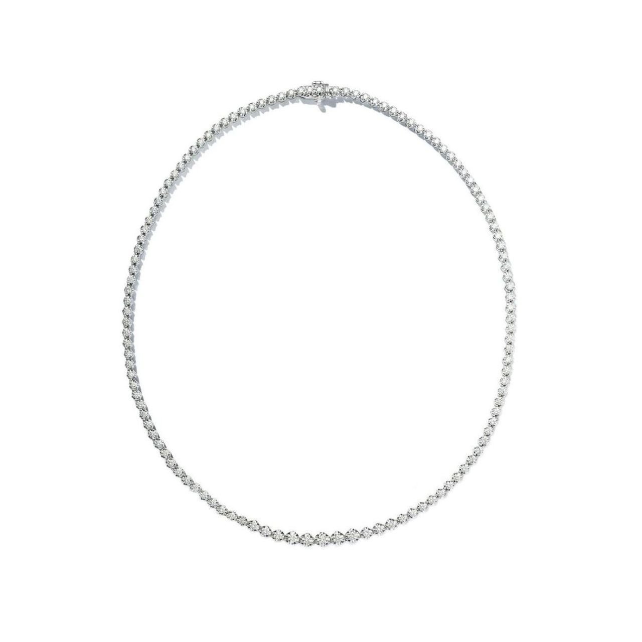 17' Tennis necklace with crown head style 4-prong set (85) round diamonds.  D14.28ct.t.w.