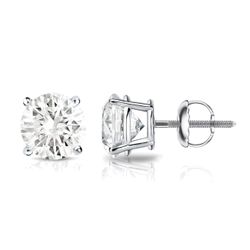 Screw back stud earring with 4-prong set USA certified I-J/VS2-SI1 round diamonds.  D3.00ct.t.w.