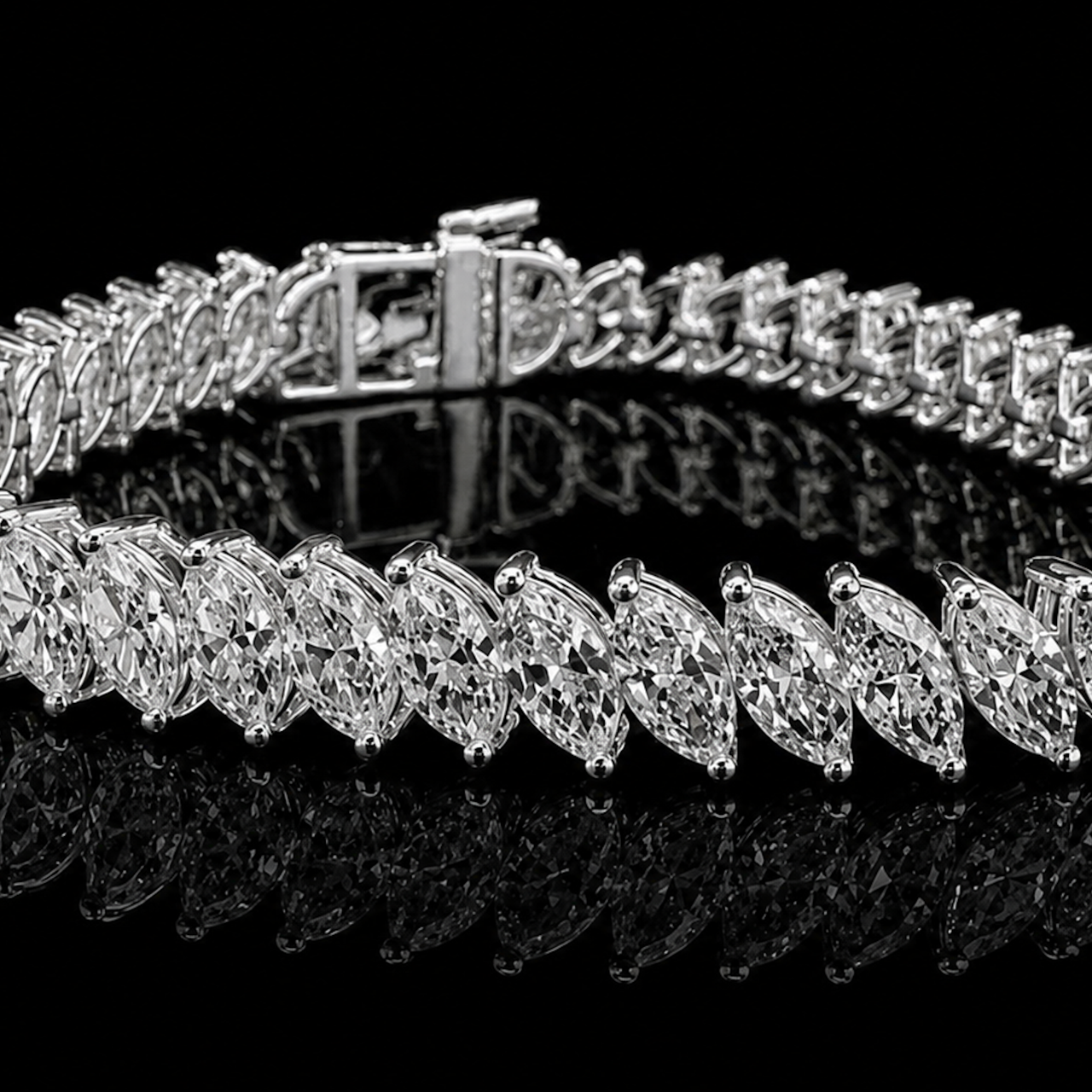 12.92 CT 18K WHITE GOLD MARQUISE DIAMOND BRACELET