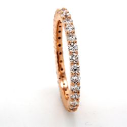 Eternity band in 18K RG with prong set (30) round diamonds.  D0.88ct.t.w.  Size 5