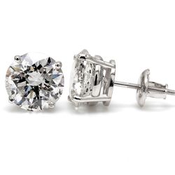 Screw back stud earrings with 4-prong set USA certified F-G/I1-I2 round diamonds.  D2.10ct.t.w.