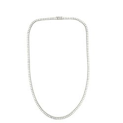 18' Tennis necklace with open basket prong set (136) round diamonds.  D18.94ct.t.w.