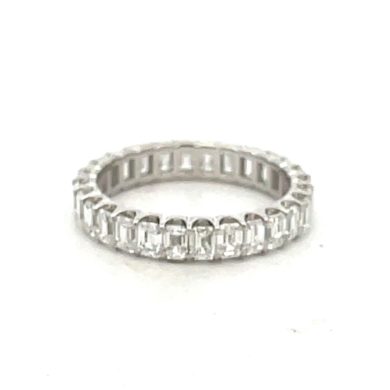 Eternity band with prong set (28) emerald cut diamonds.  D2.40ct.t.w.  Size 5