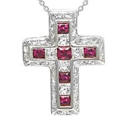 Diamond and Ruby Cross Pendant