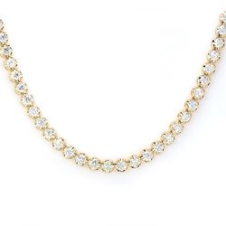 16' Tennis necklace in yellow gold with crown style head 4-prong set (121) round diamonds.  D4.97ct.t.w.