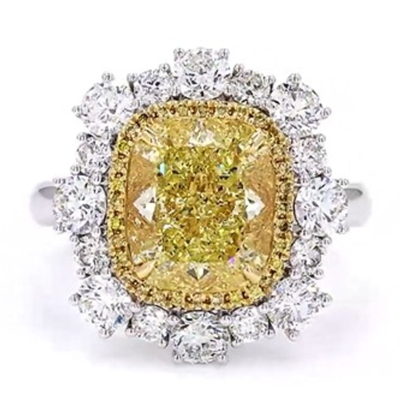 Grand Fancy Yellow Cushion Ring