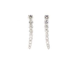 Dangling earrings in platinum with shared prong set round diamonds.  D1.47ct.t.w.