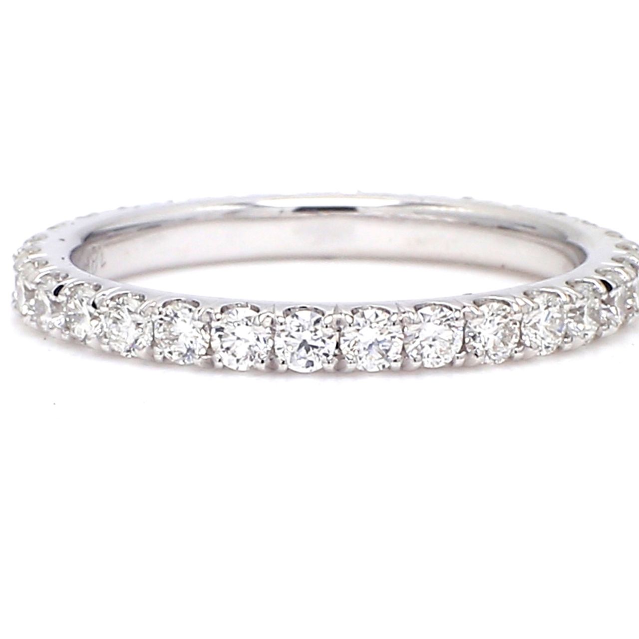 Eternity band in 18K WG with U-prong set (30) round diamonds.  D0.87ct.t.w.  Size 6