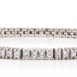 Platinum Princess Cut Diamond Tennis Bracelet