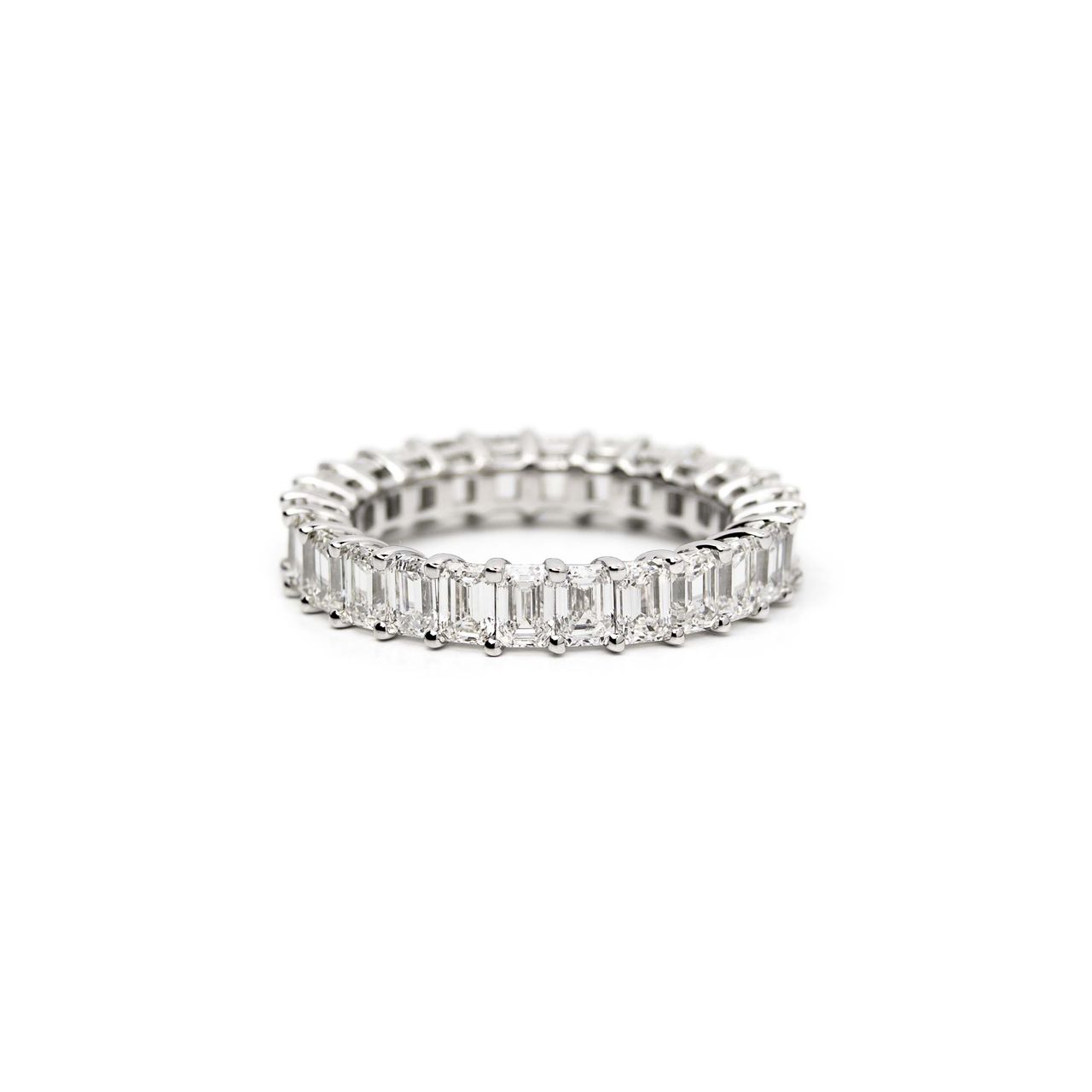 Emerald Cut Diamond Eternity Ring - North to South