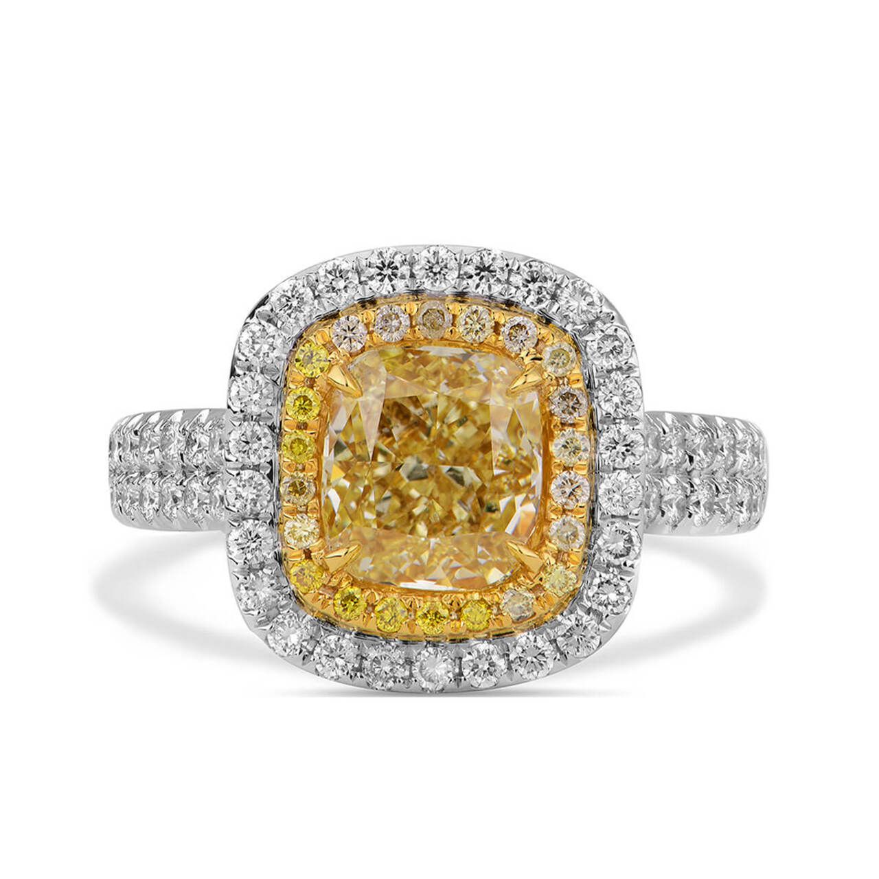 18KWG Cushion Shape Double Halo Ring